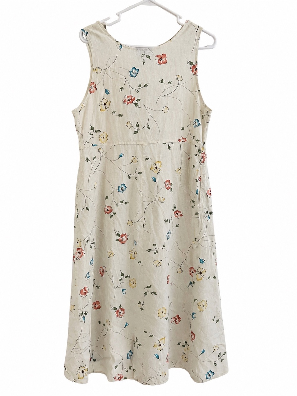 BFA Classics Floral Linen Blend Midi Dress Women’s Medium Petite Cottagecore - Picture 3 of 3